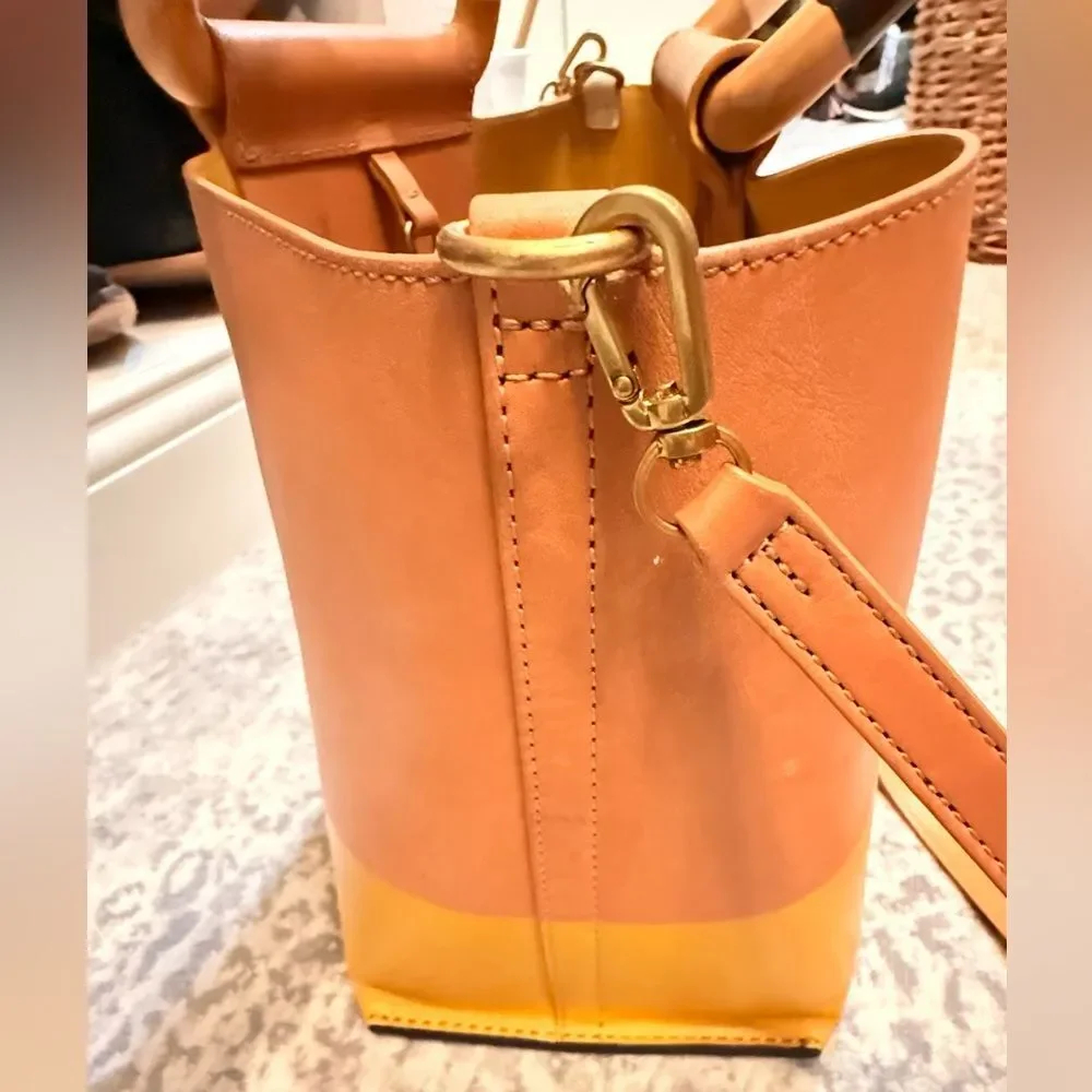 Tory Burch Tan and White Tote